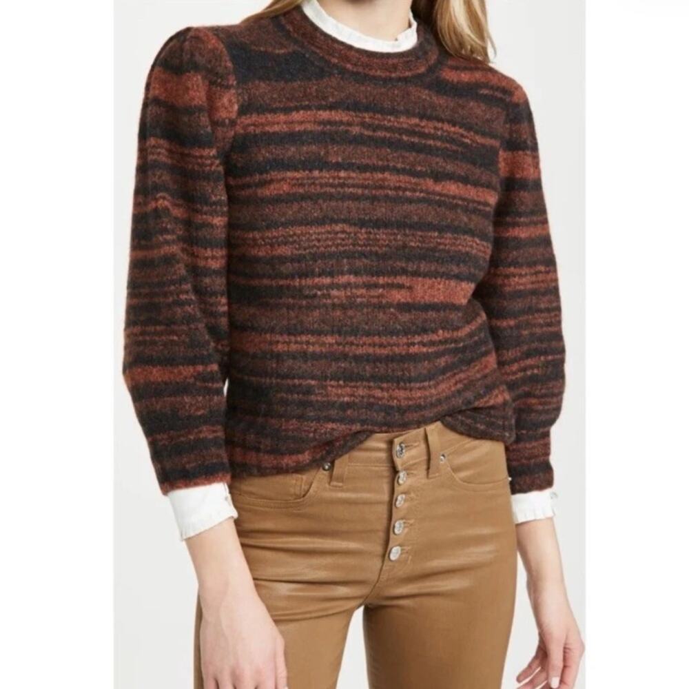 Veronica Beard Lumina Soft Merino Wool Marled Chunky Knit Cropped Sweater M